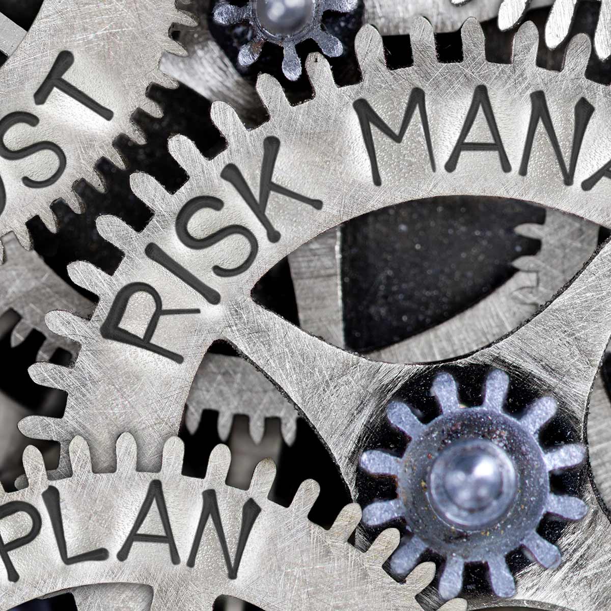 Risk management gears icon